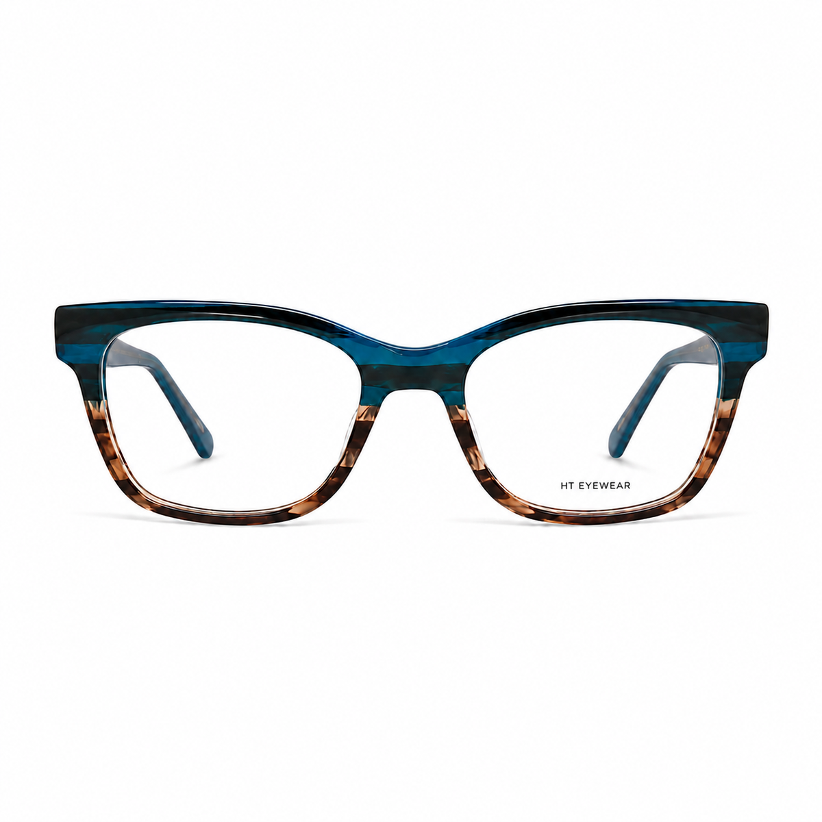 Óculos de Grau HT Eyewear Feminino Azul Petróleo com Tartaruga
