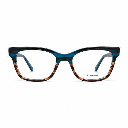 Óculos de Grau HT Eyewear Feminino Azul Petróleo com Tartaruga