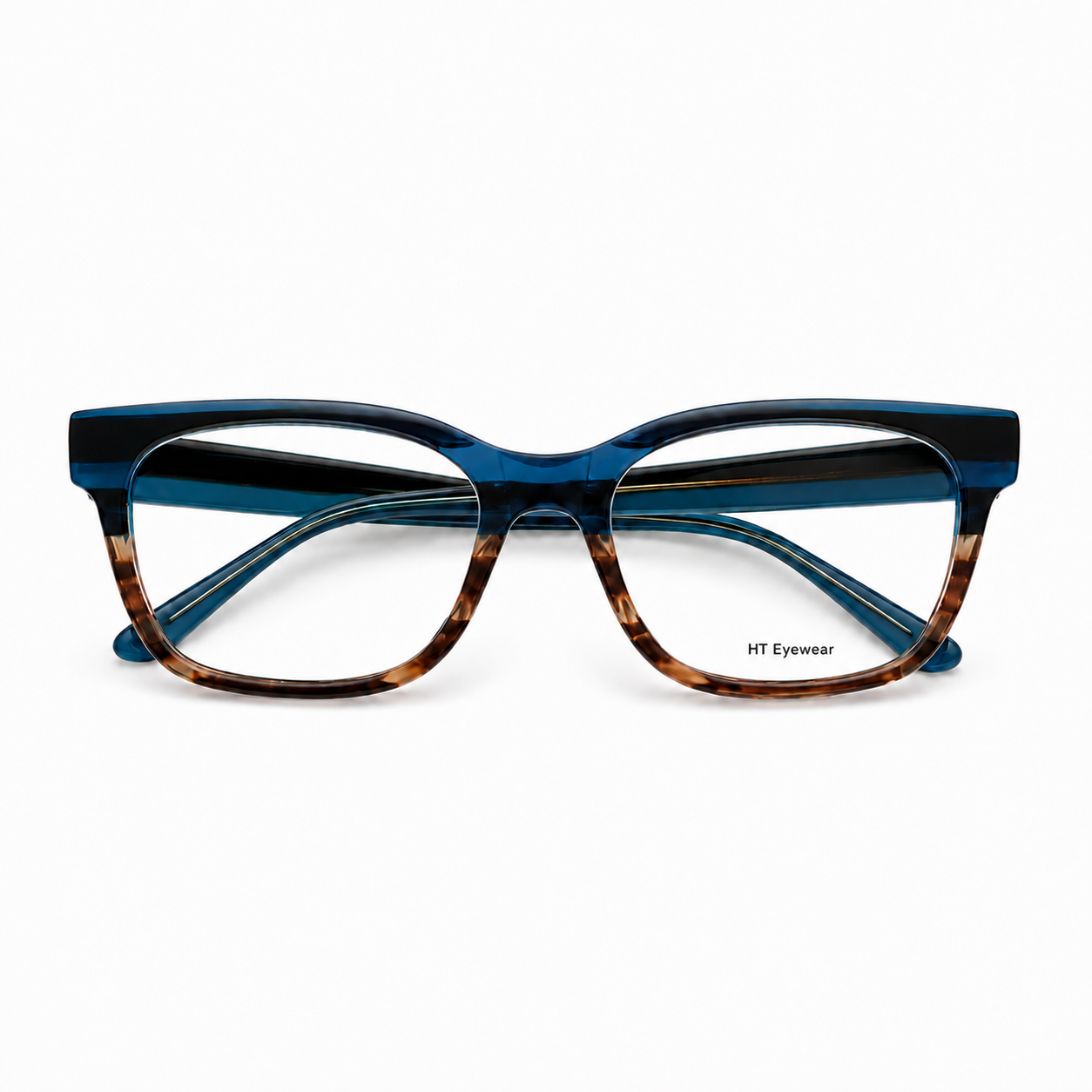 Óculos de Grau HT Eyewear Feminino Azul Petróleo com Tartaruga