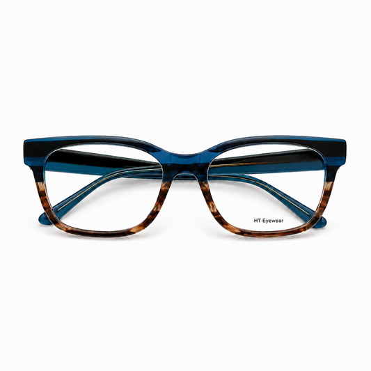 Óculos de Grau HT Eyewear Feminino Azul Petróleo com Tartaruga