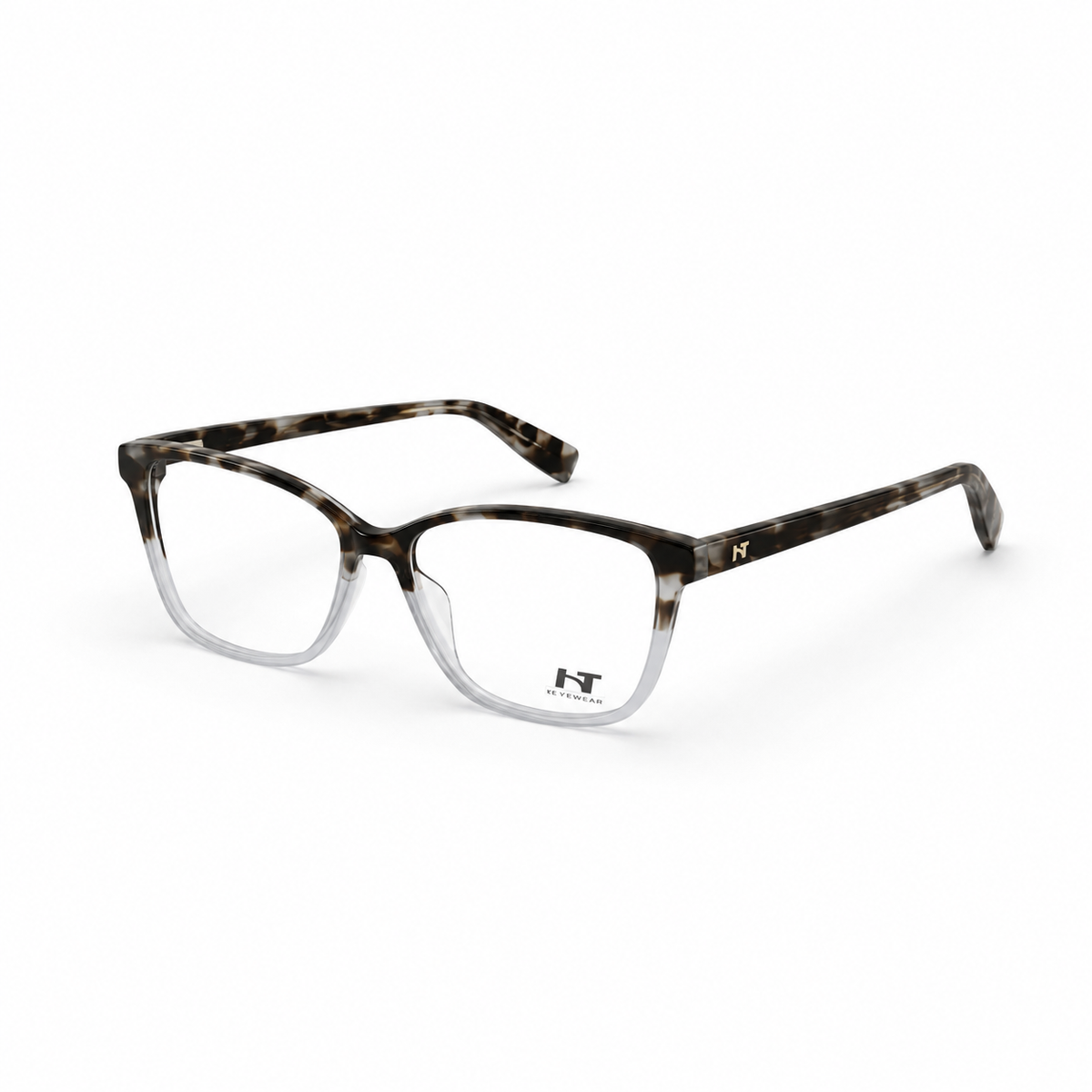 Óculos de Grau HT Eyewear Feminino Tartaruga com Cinza Translúcido