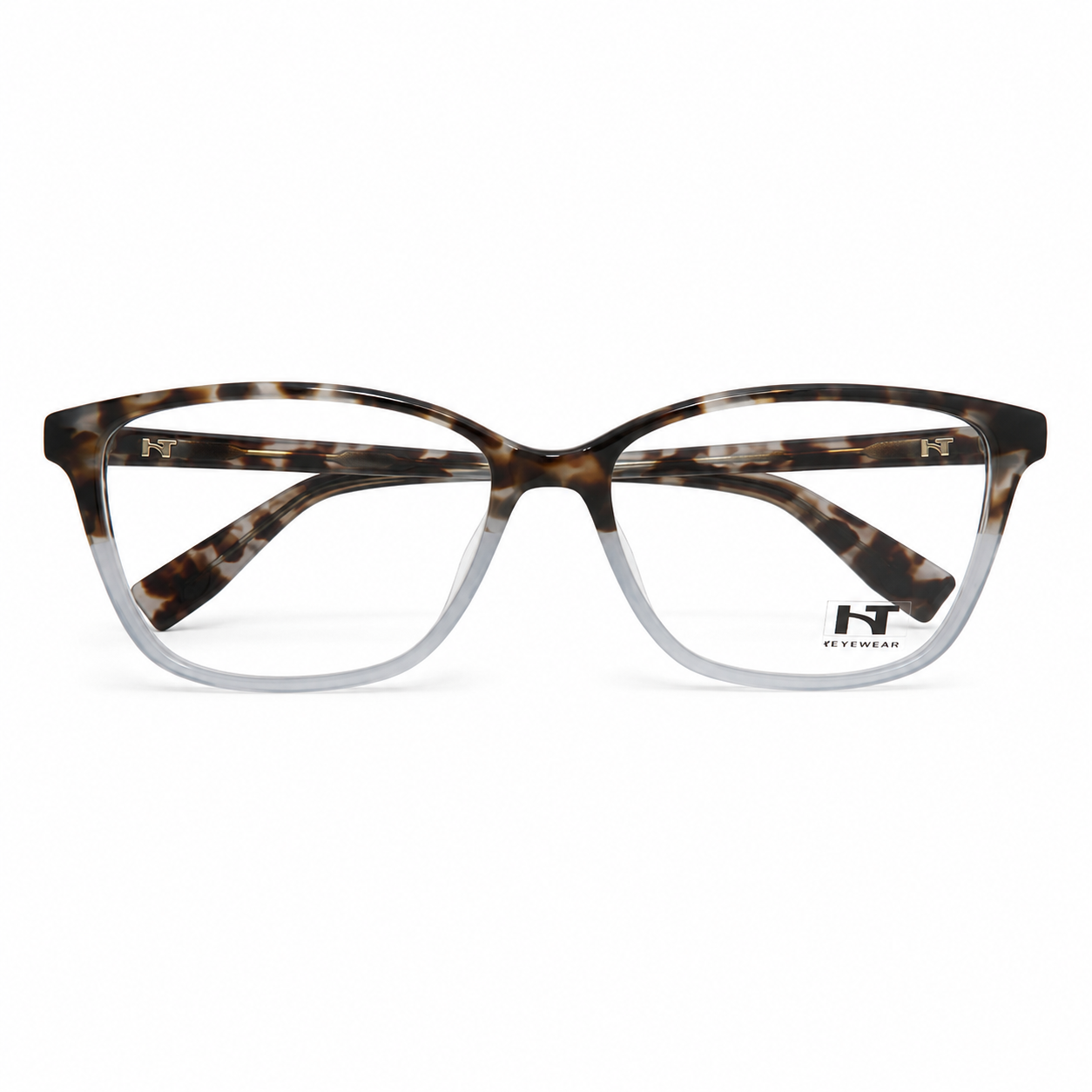 Óculos de Grau HT Eyewear Feminino Tartaruga com Cinza Translúcido