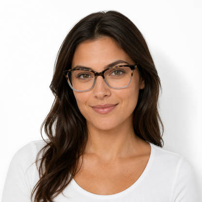 Óculos de Grau HT Eyewear Feminino Tartaruga com Cinza Translúcido