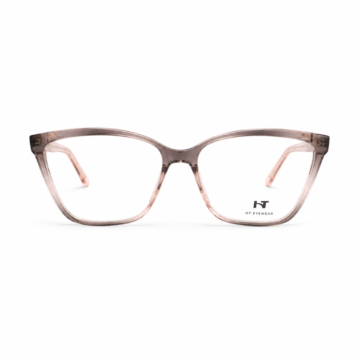 Óculos de Grau HT Eyewear Feminino Transparente Rosé com Detalhes Dourados