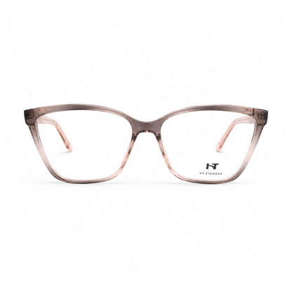 Óculos de Grau HT Eyewear Feminino Transparente Rosé com Detalhes Dourados