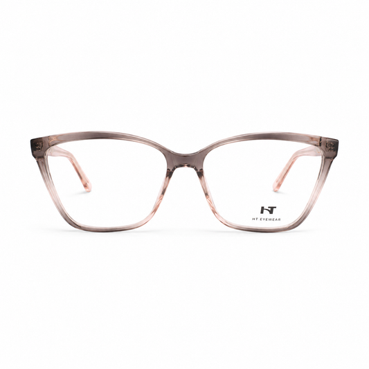 Óculos de Grau HT Eyewear Feminino Transparente Rosé com Detalhes Dourados