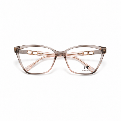 Óculos de Grau HT Eyewear Feminino Transparente Rosé com Detalhes Dourados