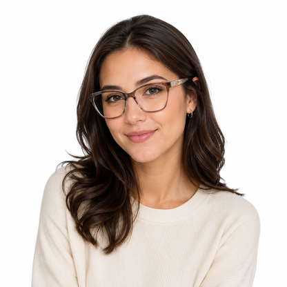 Óculos de Grau HT Eyewear Feminino Transparente Rosé com Detalhes Dourados