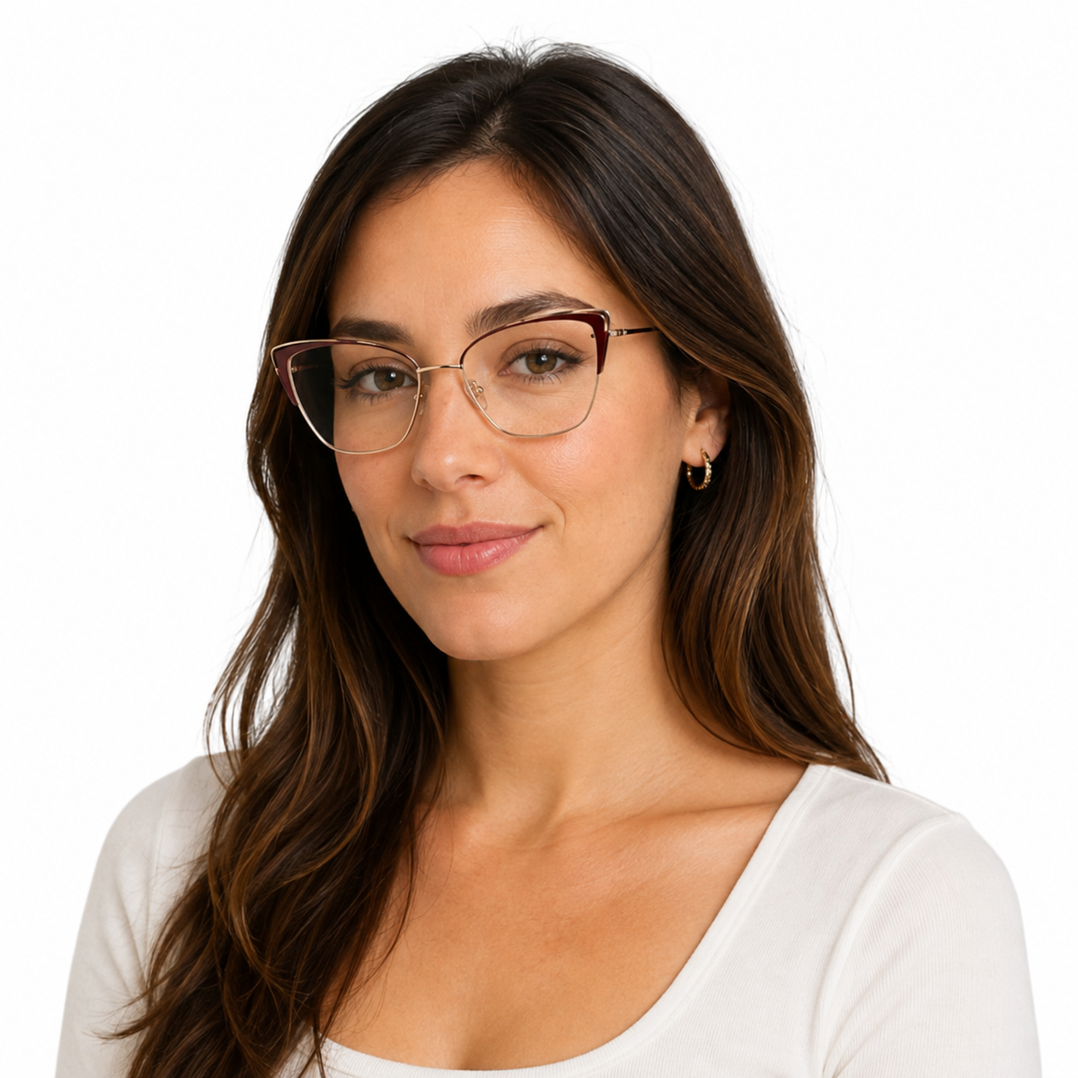 Óculos de Grau HT Eyewear Feminino Dourado com Vinho