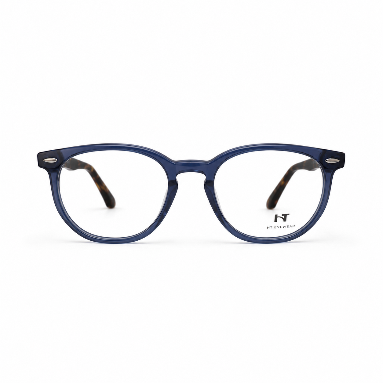 Óculos de Grau HT Eyewear Unissex Azul Marinho com Hastes Tartaruga