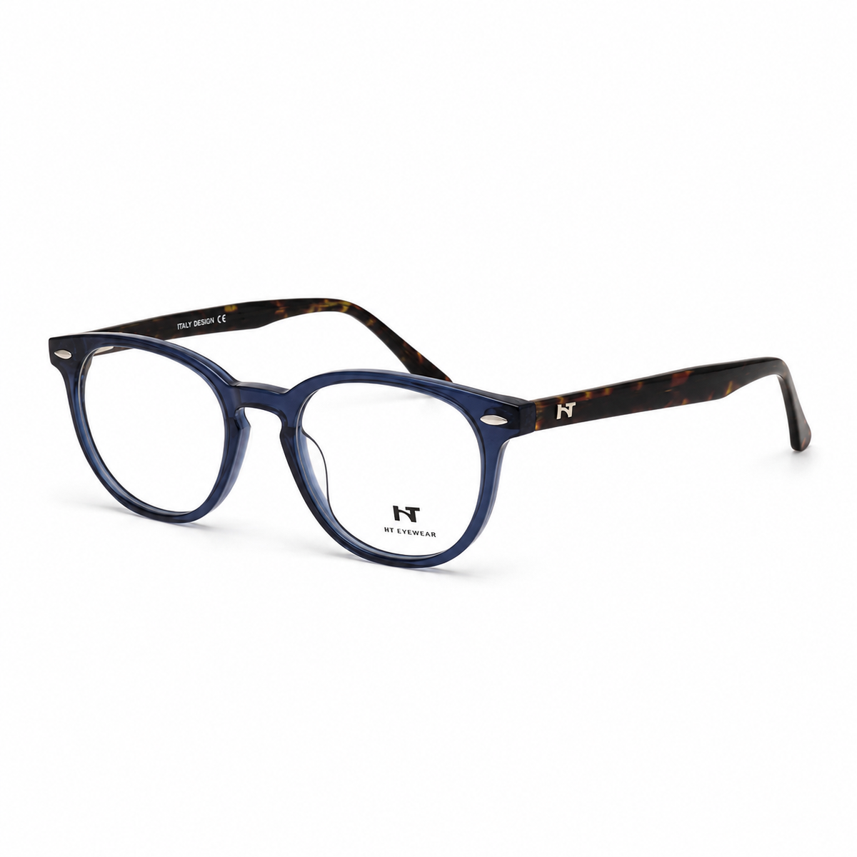 Óculos de Grau HT Eyewear Unissex Azul Marinho com Hastes Tartaruga