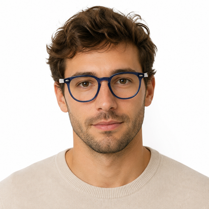 Óculos de Grau HT Eyewear Unissex Azul Marinho com Hastes Tartaruga