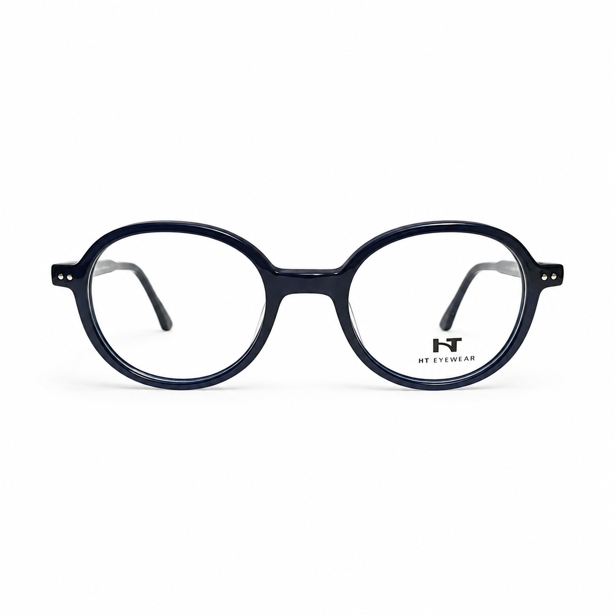 Óculos de Grau HT Eyewear Unissex Redondo Azul Marinho