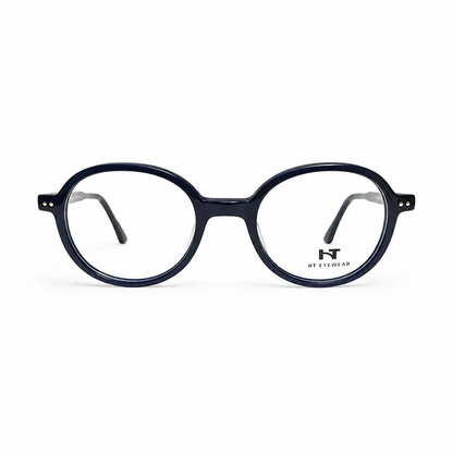 Óculos de Grau HT Eyewear Unissex Redondo Azul Marinho