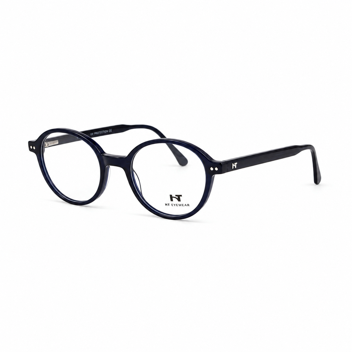Óculos de Grau HT Eyewear Unissex Redondo Azul Marinho