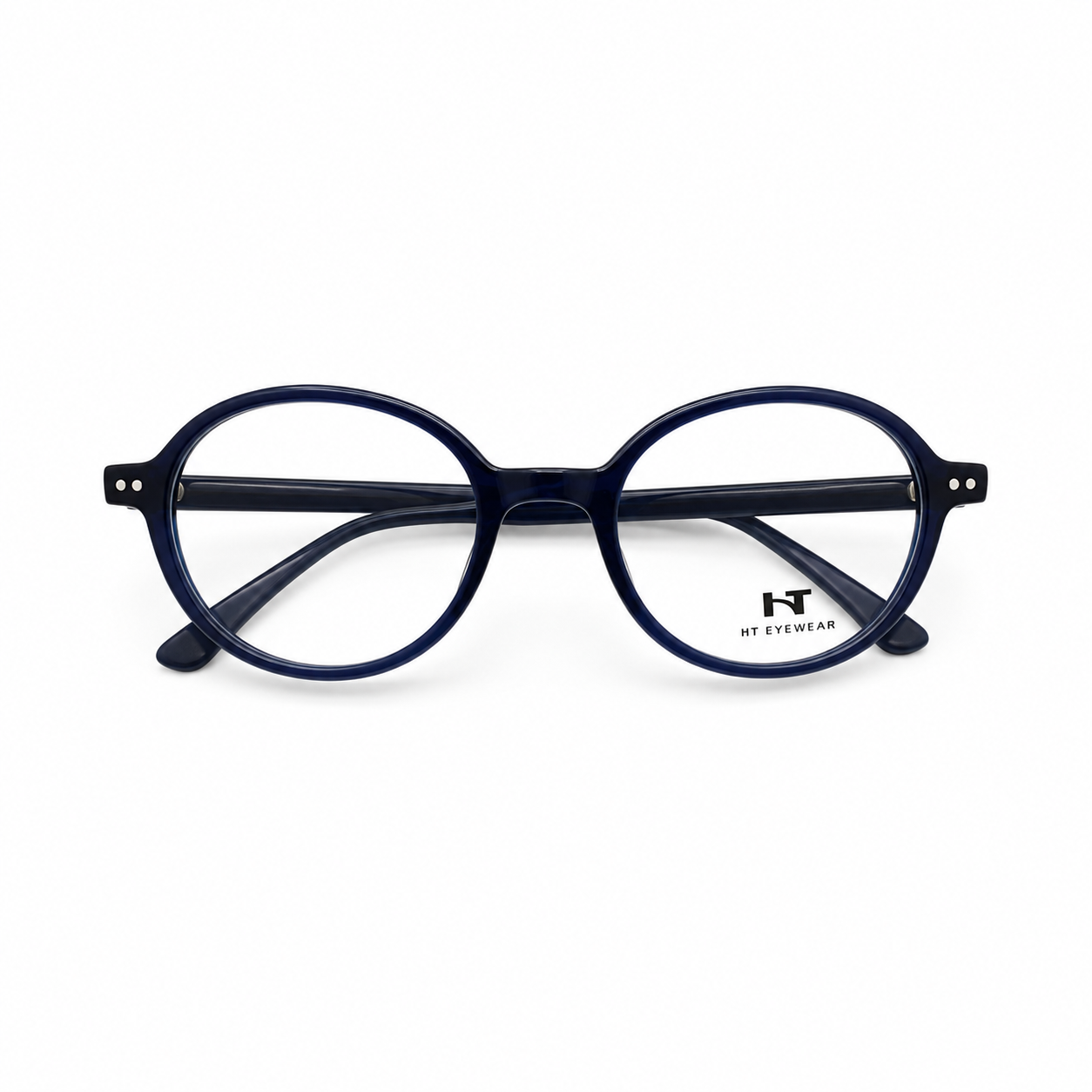 Óculos de Grau HT Eyewear Unissex Redondo Azul Marinho