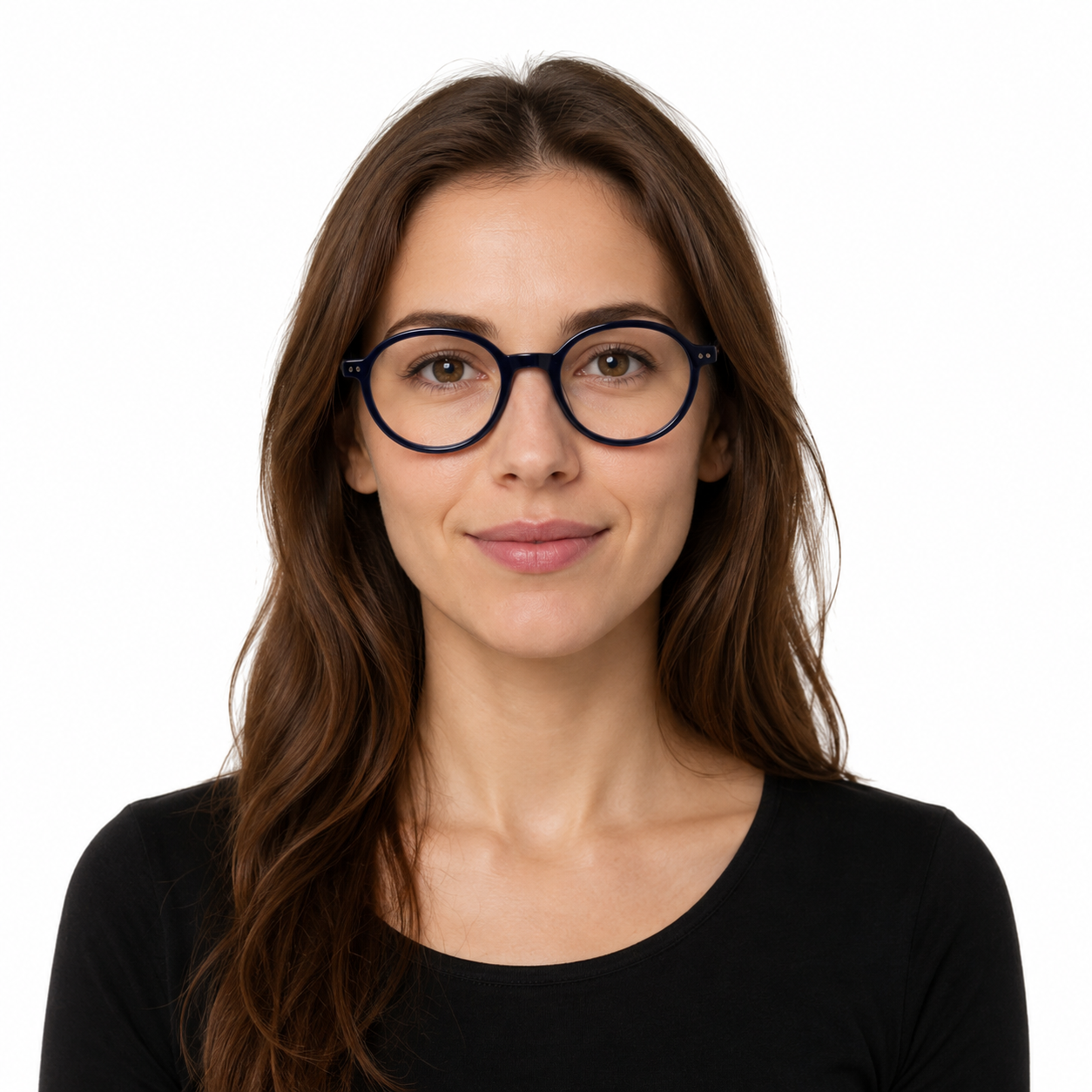 Óculos de Grau HT Eyewear Unissex Redondo Azul Marinho