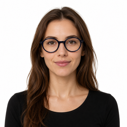 Óculos de Grau HT Eyewear Unissex Redondo Azul Marinho