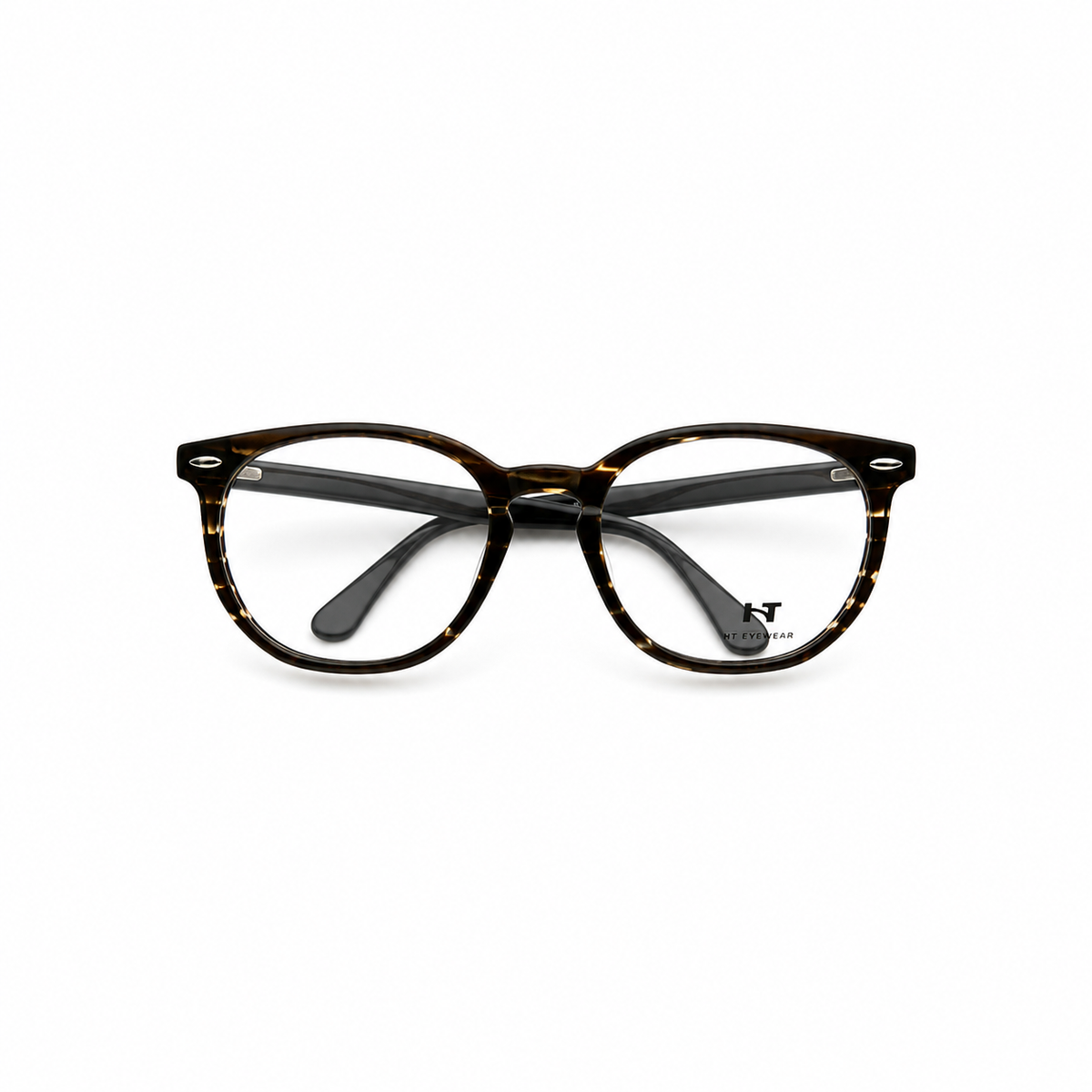 Óculos de Grau HT Eyewear Unissex Tartaruga com Hastes Pretas