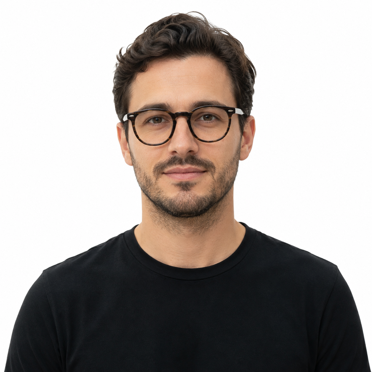 Óculos de Grau HT Eyewear Unissex Tartaruga com Hastes Pretas