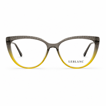 Óculos de Grau Leblanc Feminino Gatinho Degradê Cinza com Amarelo