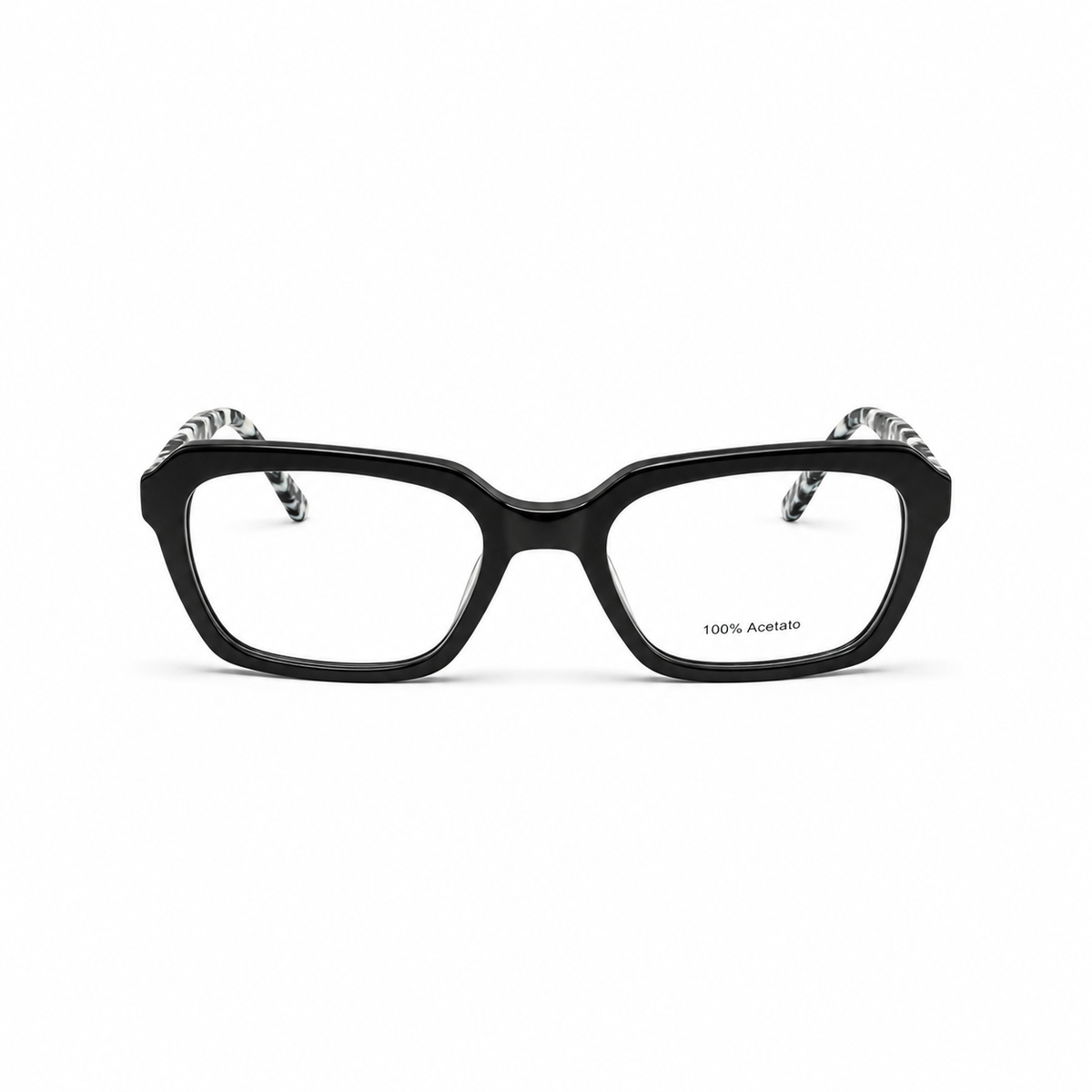 Óculos de Grau Feminino Preto com Hastes Marmorizadas