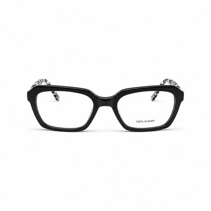 Óculos de Grau Feminino Preto com Hastes Marmorizadas