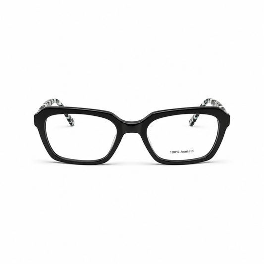 Óculos de Grau Feminino Preto com Hastes Marmorizadas
