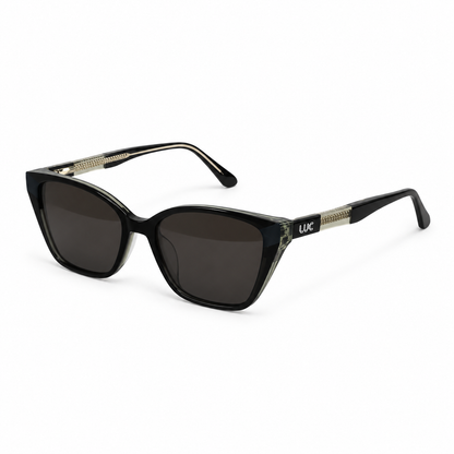Óculos Clip-On Feminino LUC Gatinho Preto com Clip Solar