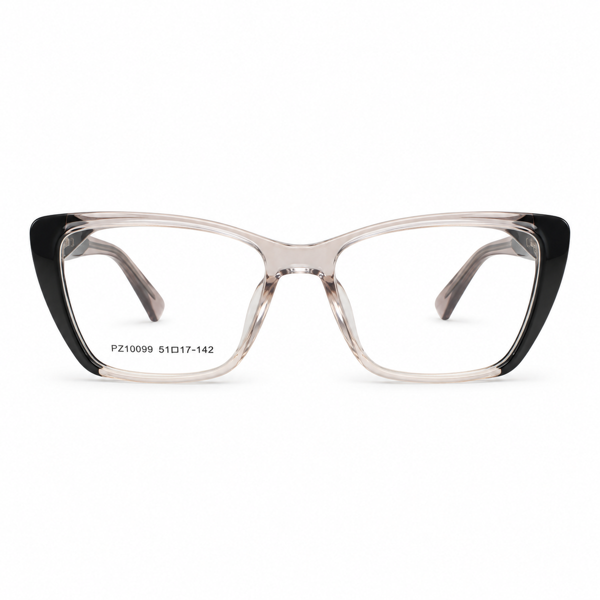 Óculos Clip-On Feminino LUC Gatinho Transparente Rosé e Preto