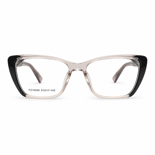 Óculos Clip-On Feminino LUC Gatinho Transparente Rosé e Preto