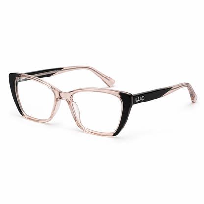 Óculos Clip-On Feminino LUC Gatinho Transparente Rosé e Preto