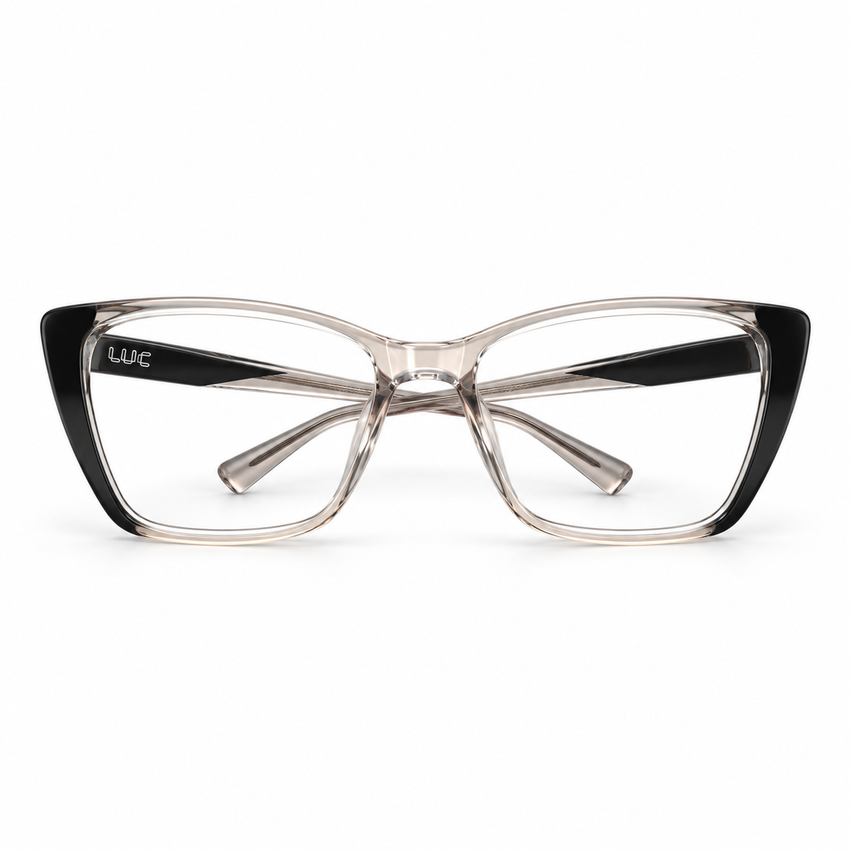 Óculos Clip-On Feminino LUC Gatinho Transparente Rosé e Preto