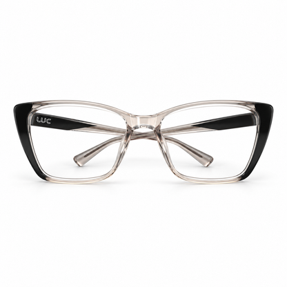 Óculos Clip-On Feminino LUC Gatinho Transparente Rosé e Preto