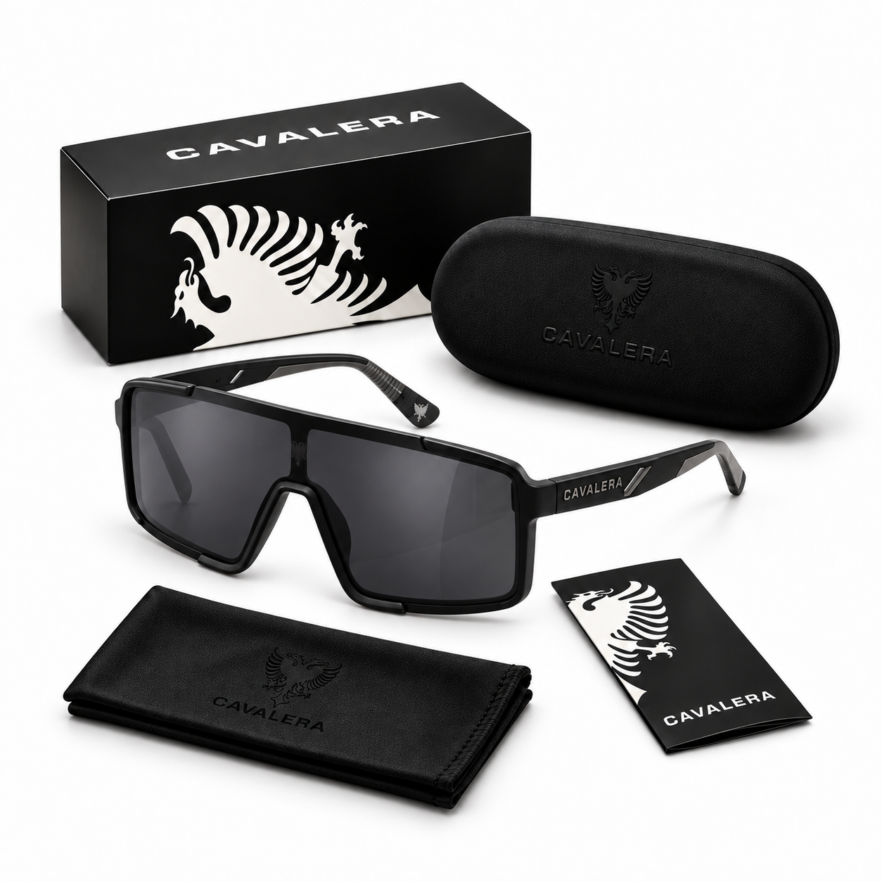 Óculos de Sol Unissex Cavalera Shield Preto com Lentes Fumê