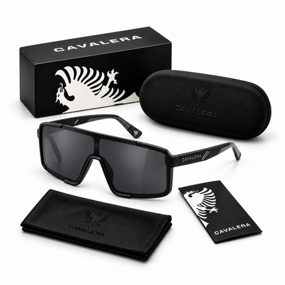 Óculos de Sol Unissex Cavalera Shield Preto com Lentes Fumê
