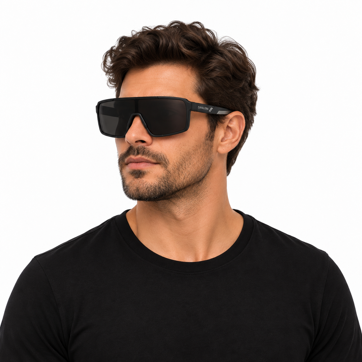 Óculos de Sol Unissex Cavalera Shield Preto com Lentes Fumê