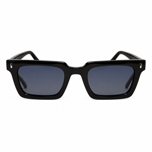 Óculos de Sol Feminino Preto Quadrado com Lentes Azul Degradê
