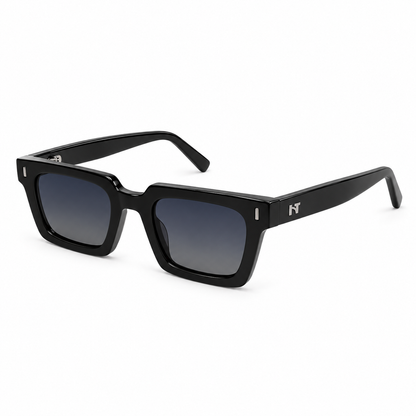 Óculos de Sol Feminino Preto Quadrado com Lentes Azul Degradê