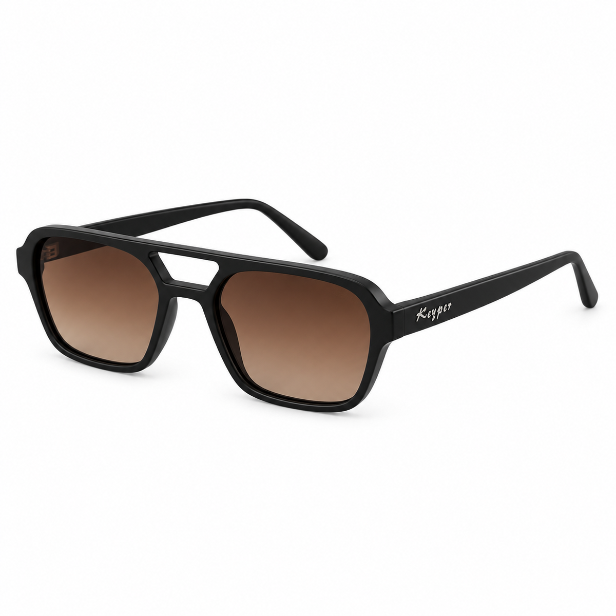 Óculos de Sol Unissex Preto com Lentes Marrom Degradê