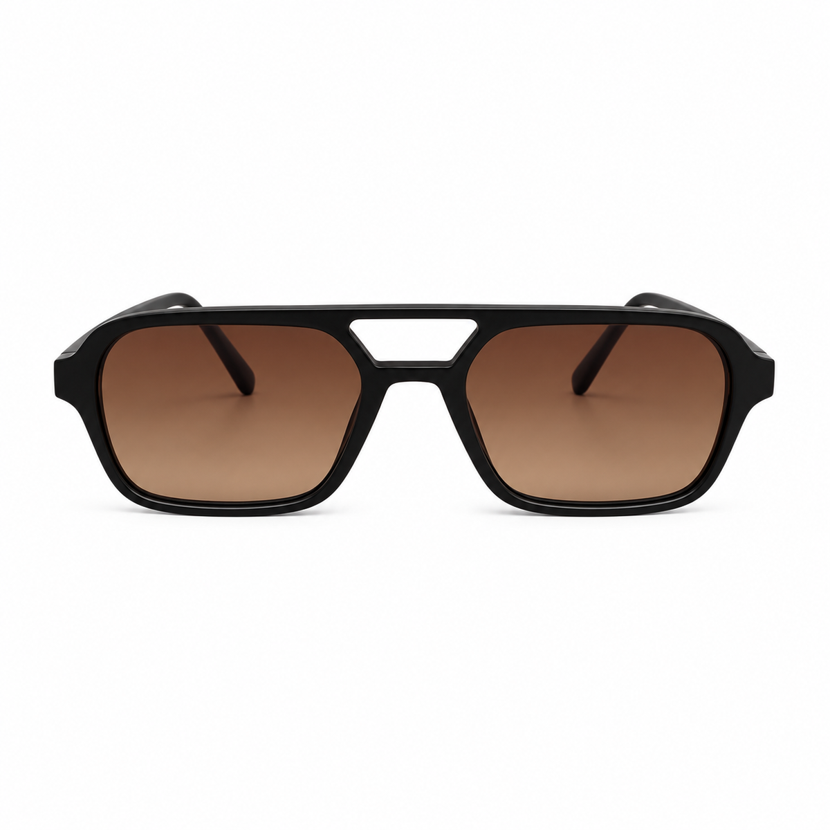 Óculos de Sol Unissex Preto com Lentes Marrom Degradê