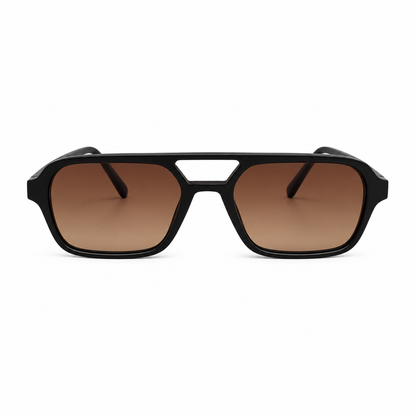 Óculos de Sol Unissex Preto com Lentes Marrom Degradê