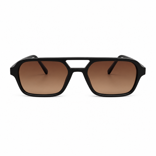 Óculos de Sol Unissex Preto com Lentes Marrom Degradê