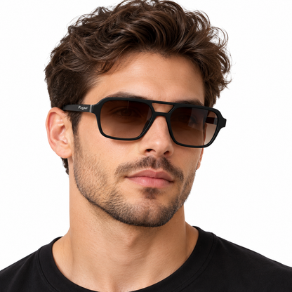 Óculos de Sol Unissex Preto com Lentes Marrom Degradê