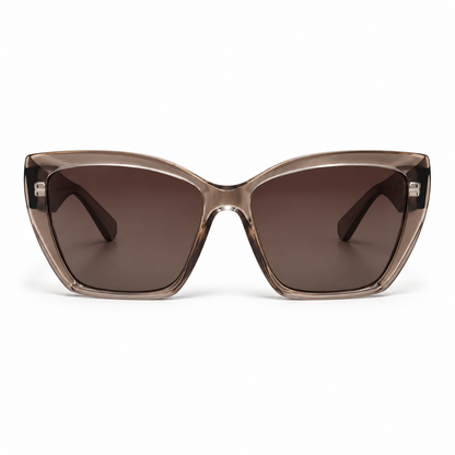 Óculos de Sol Feminino Marrom Translúcido com Lentes Marrom