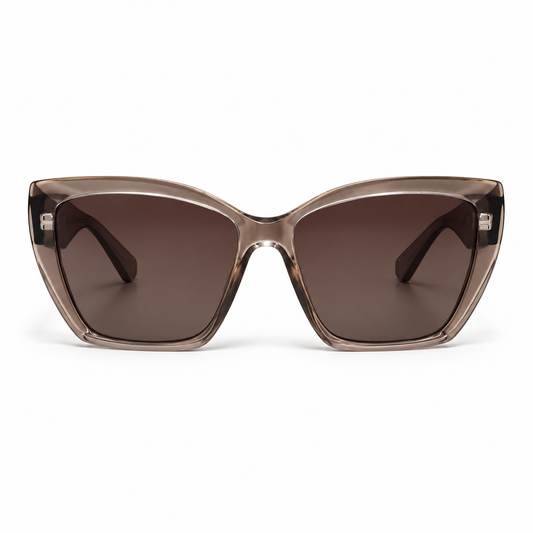 Óculos de Sol Feminino Marrom Translúcido com Lentes Marrom