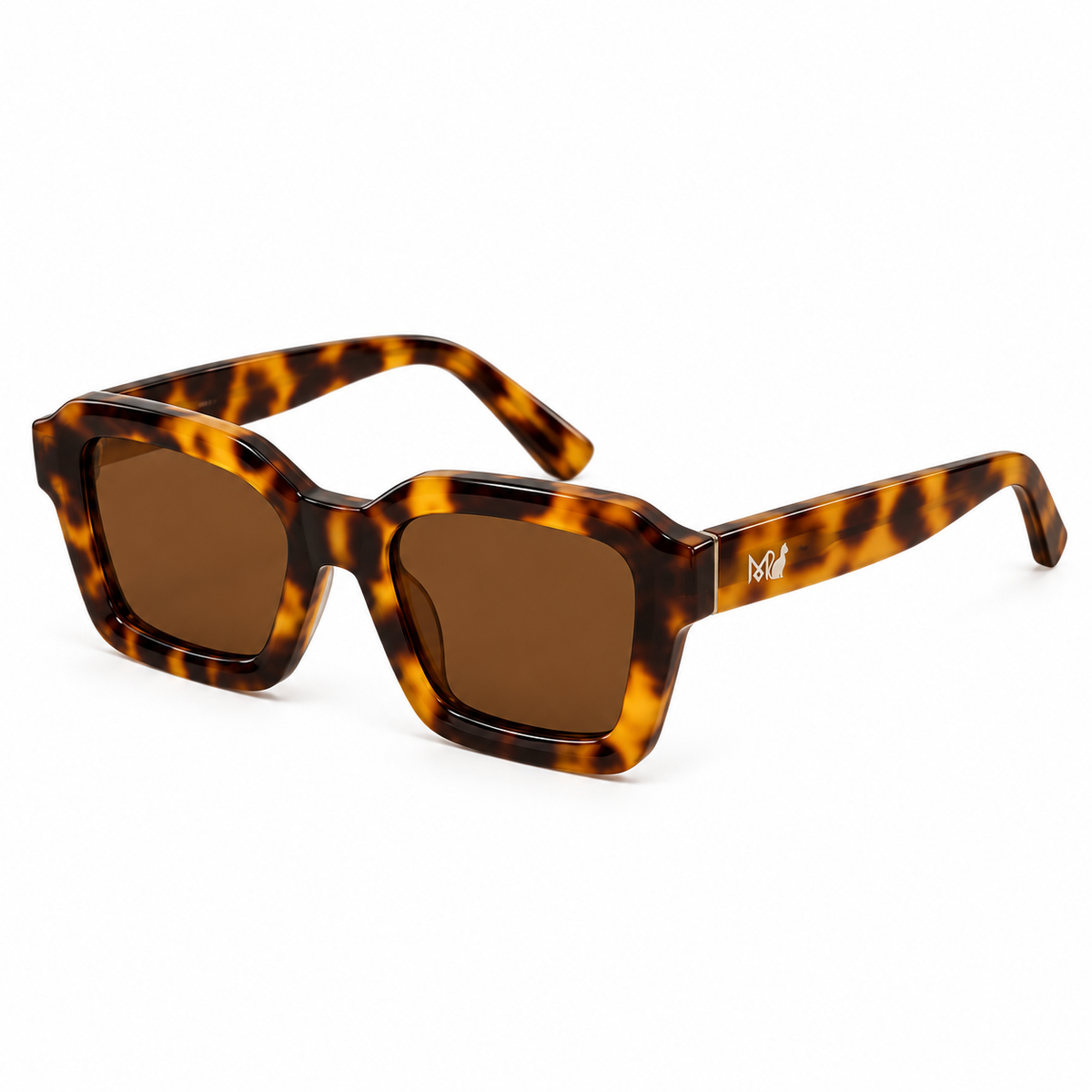 Óculos de Sol Feminino Havana Geométrico com Lentes Marrom
