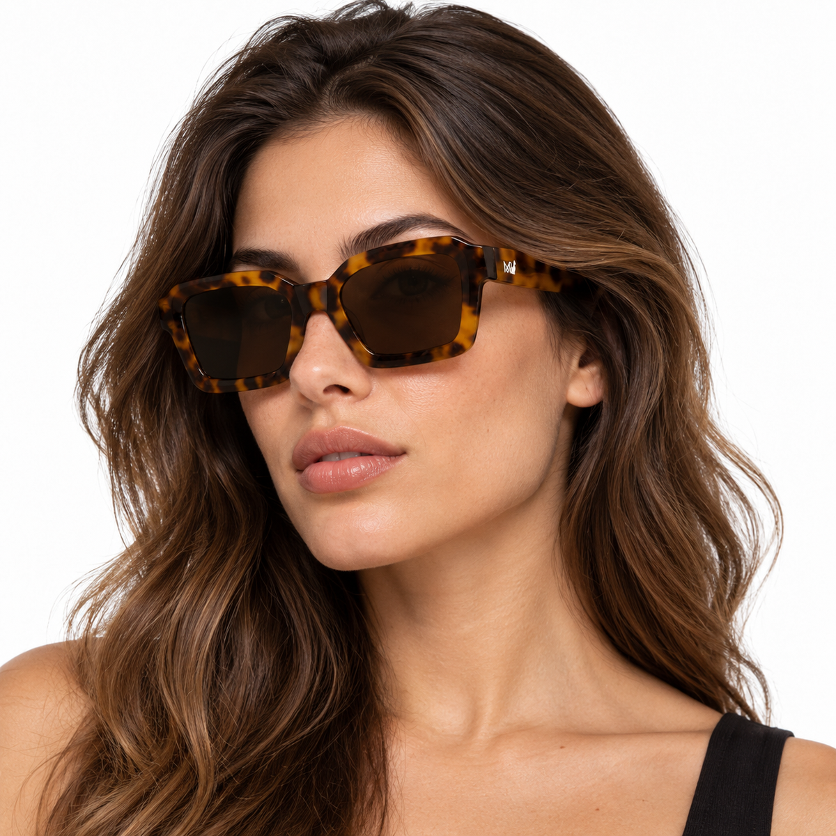 Óculos de Sol Feminino Havana Geométrico com Lentes Marrom