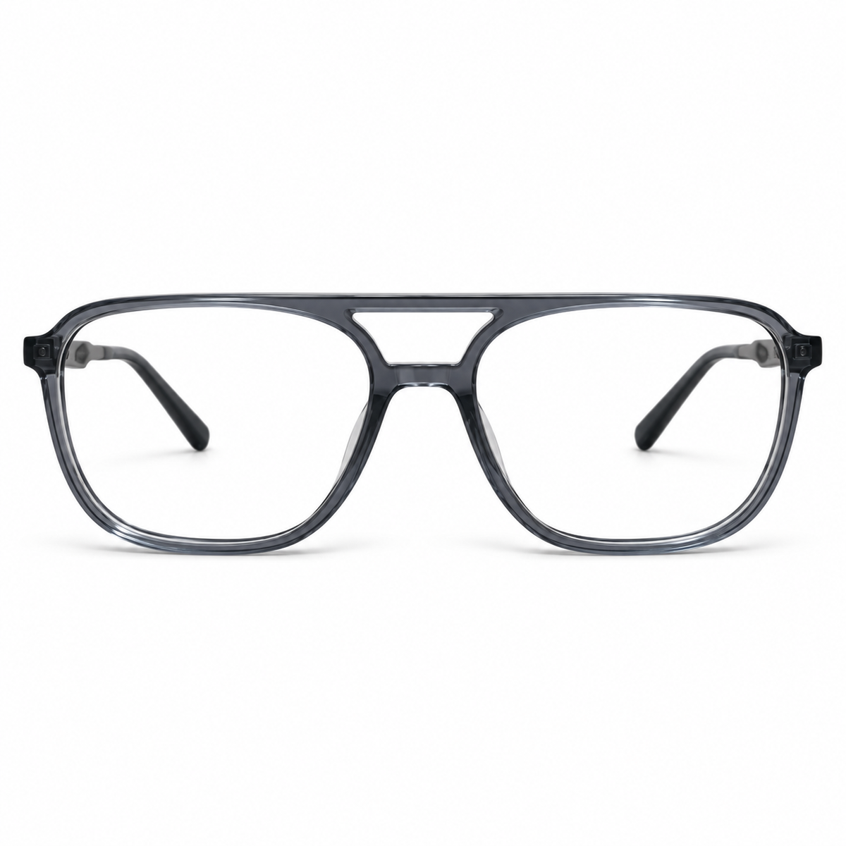 Óculos de Grau Masculino Cinza Fumê com Ponte Dupla