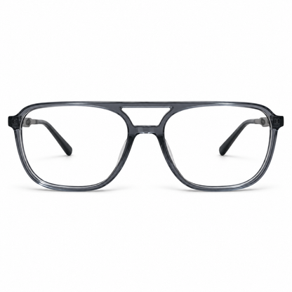 Óculos de Grau Masculino Cinza Fumê com Ponte Dupla